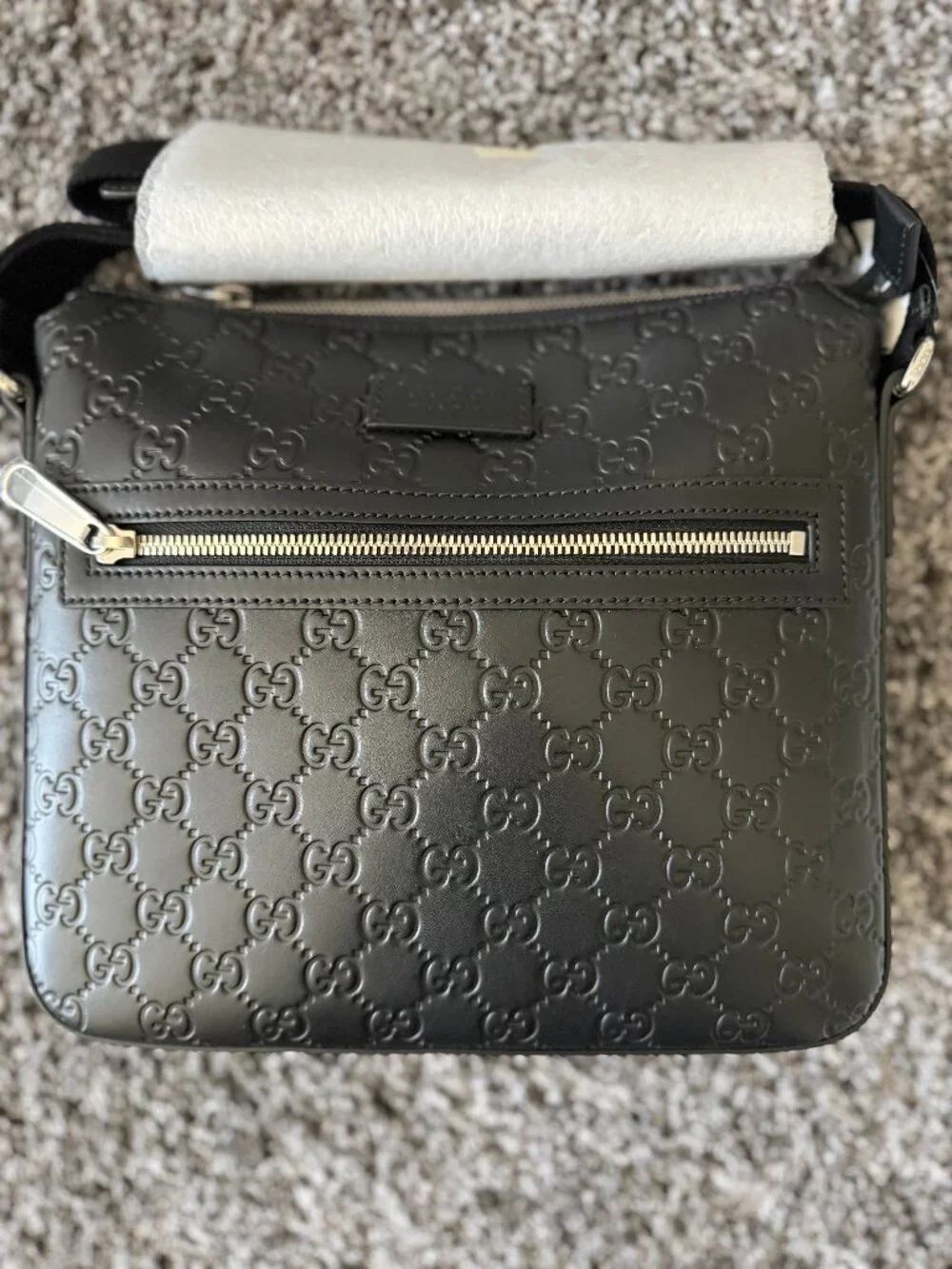 Black Gucci Gg Emblem Medium Crossbody Bag Brand New